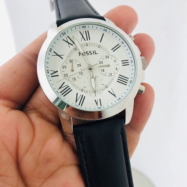 Fossil White Dial Chronograph Leather Belt Analog Men's Watch