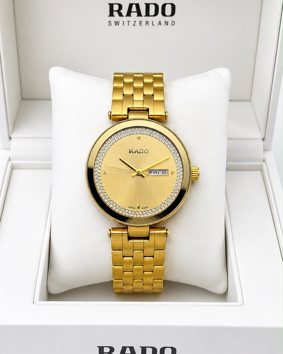 Rado Floral Gold Dial Stainless Steel Analog Watch