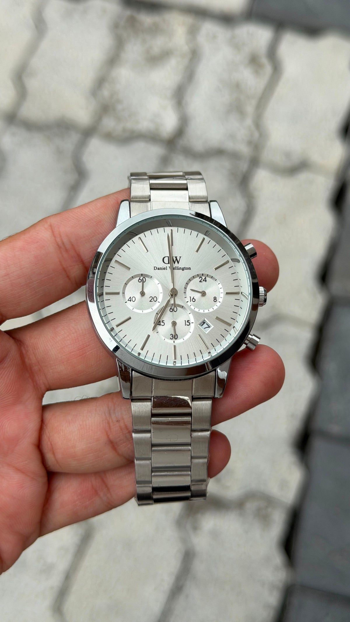Daniel Wellington Chronograph Silver-Tone White Dial Stainless Steel Watch