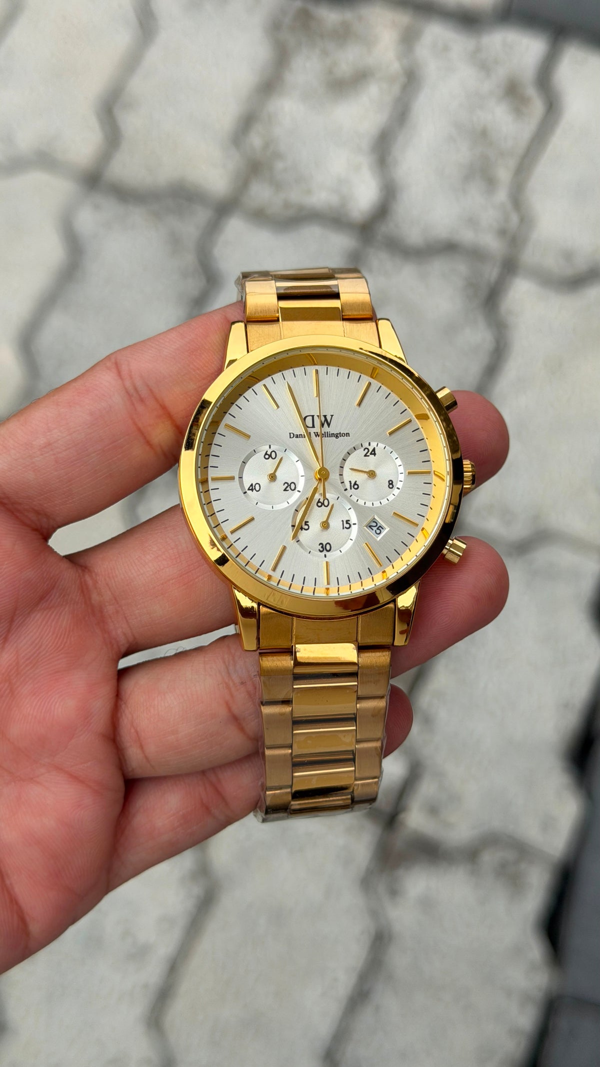 Daniel Wellington Chronograph Gold-Tone White Dial Stainless Steel Watch