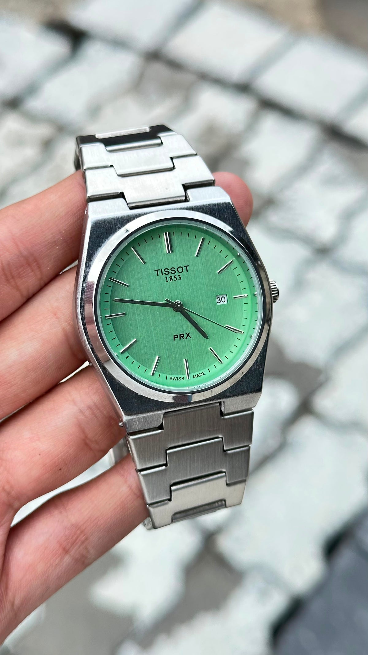 Tissot PRX Silver-Tone Mint Green Dial Stainless Steel Watch
