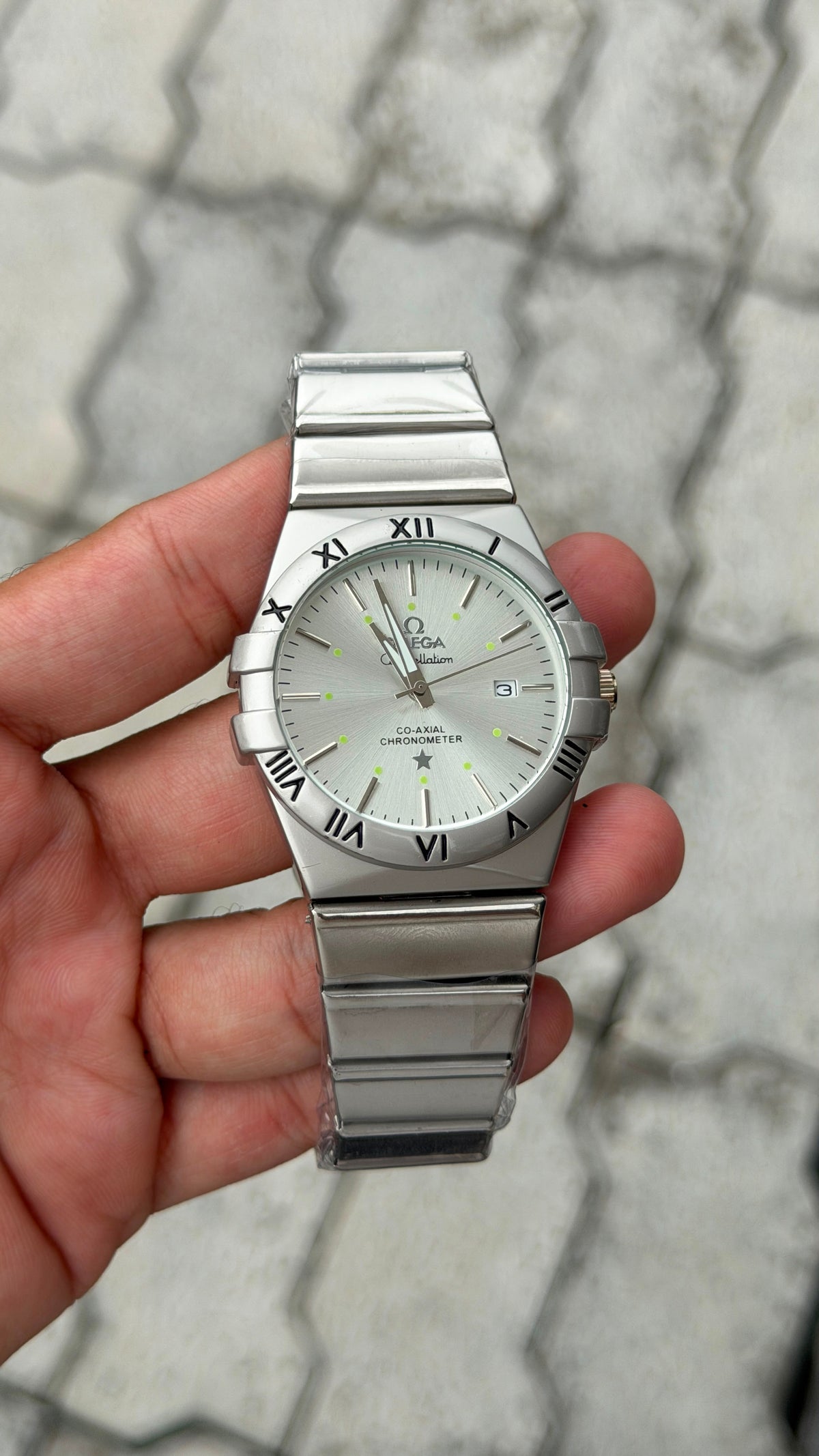 Omega Constellation Silver-Tone White Dial Roman Numeral Watch