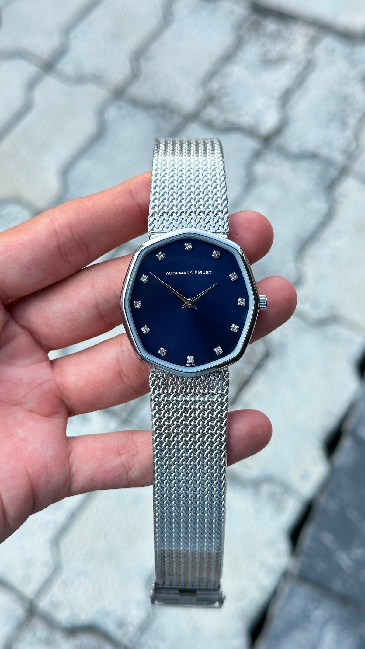 Audemars Piguet Blue Dial Silver Bezel Watch