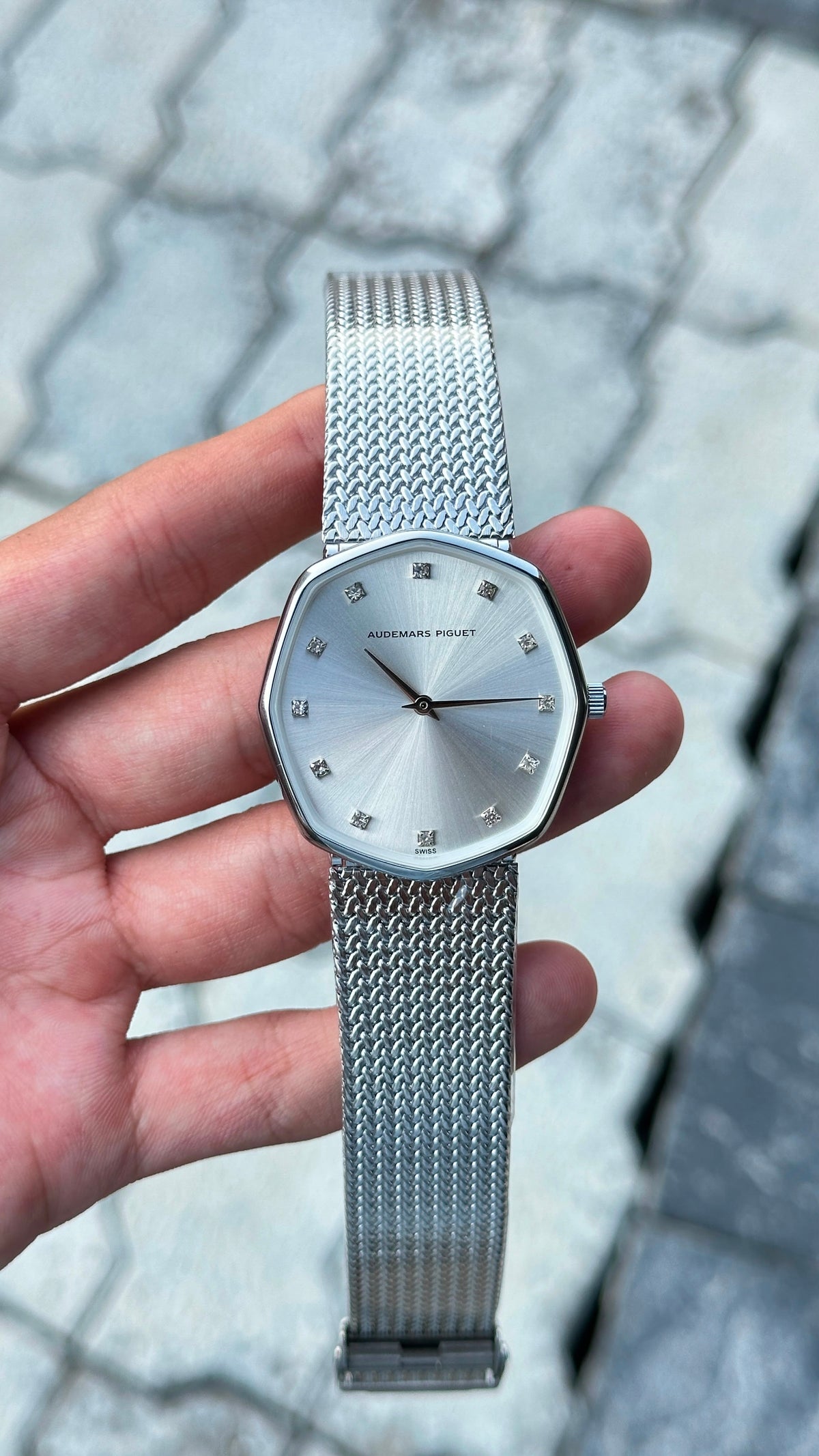 Audemars Piguet White Dial Silver Bezel Watch
