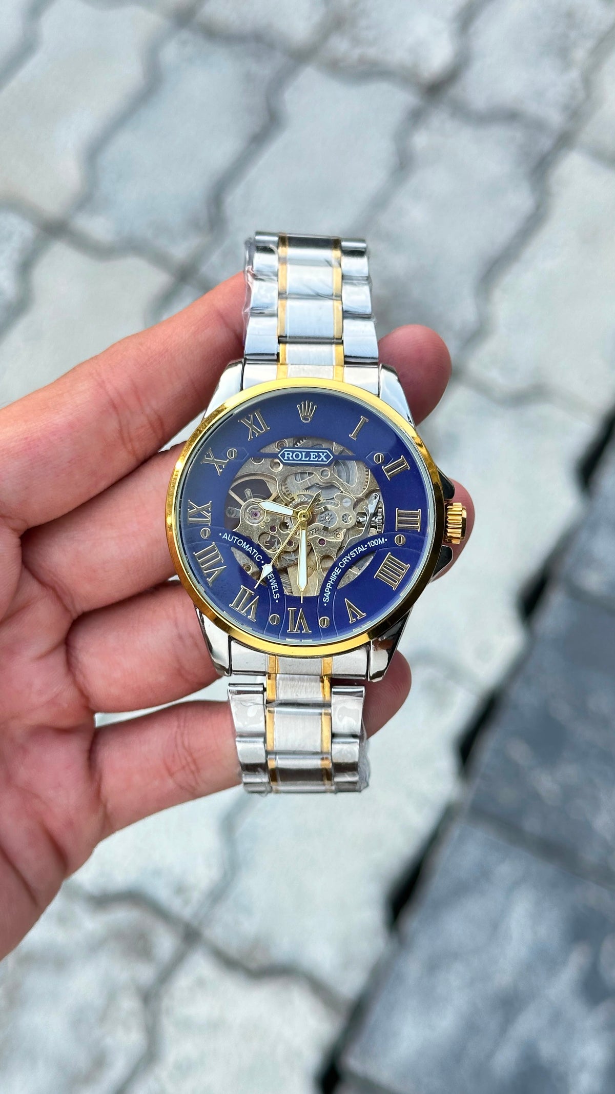 Rolex Blue Dial Gold Bezel Two-Tone Automatic Watch