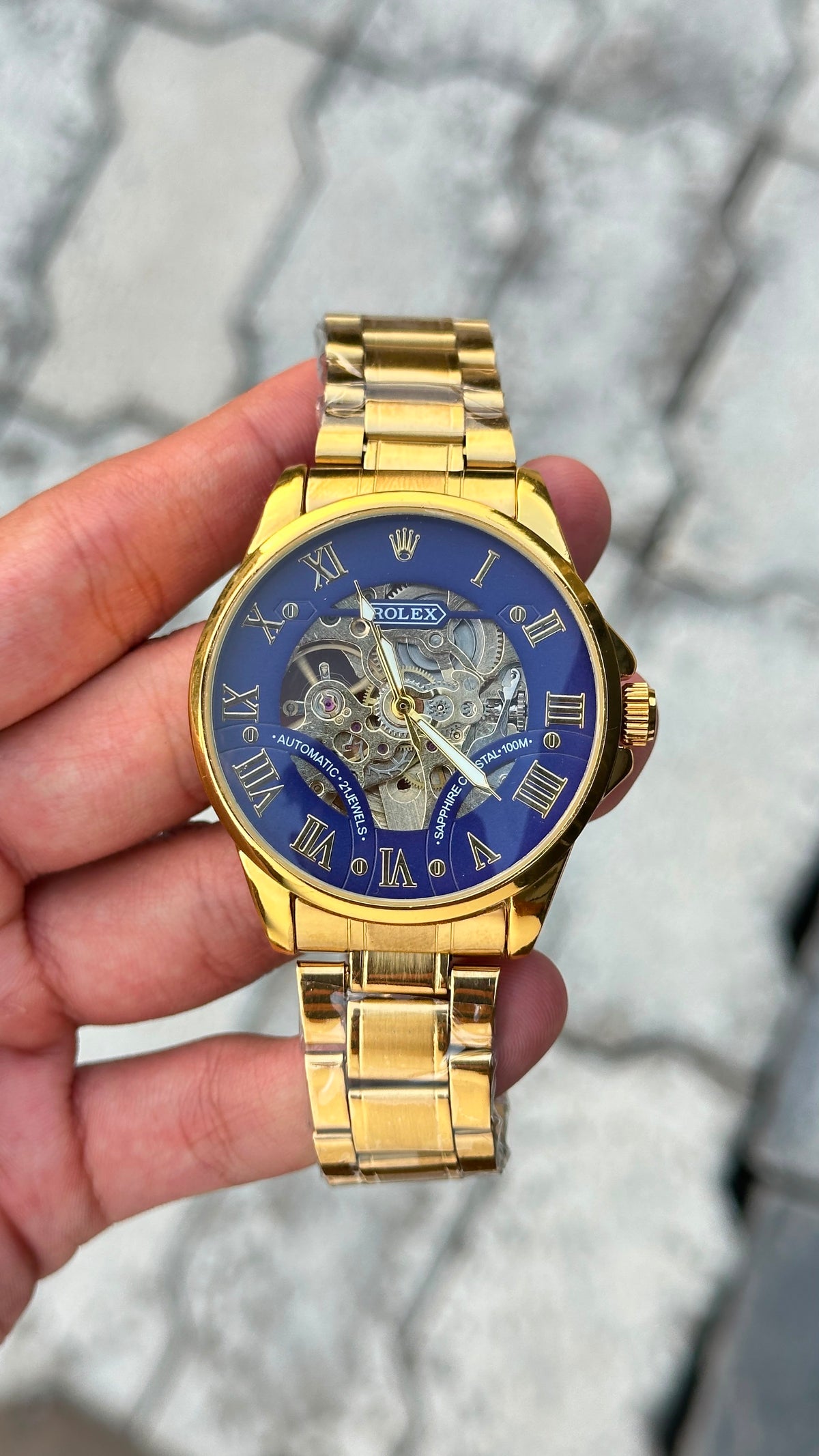 Rolex Blue Dial Gold Automatic Watch