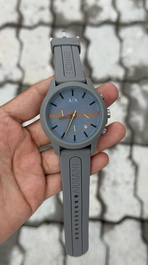 Armani Exchange Three-Hand Grey Silicone Watch