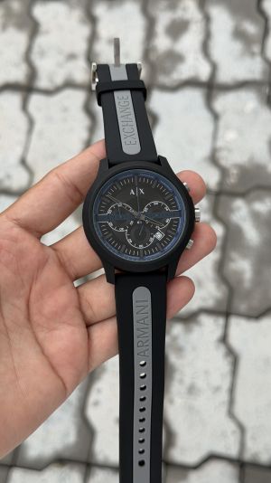 Armani Exchange Chronograph Black Grey Silicone Watch