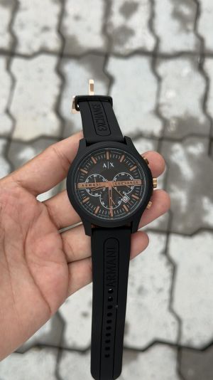 Armani Exchange Chronograph Black Orange Silicone Watch