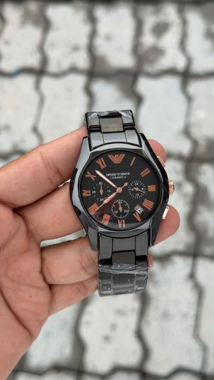 Emporio Armani Chronograph Black Rose Gold Stainless Steel Watch