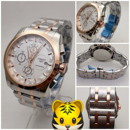 Premium Tissot Gold Bezel Chronograph Men's Watch