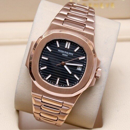 Stylish Patek Philippe Black Dial Metal Belt Men's Watch