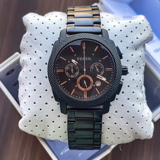 Fossil Men's Black Stainless Steel Band Chronograph Watch