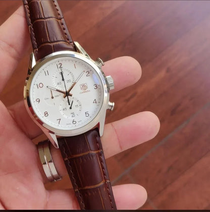 Tagheuer Chronograph Brown Belt Men's Watch