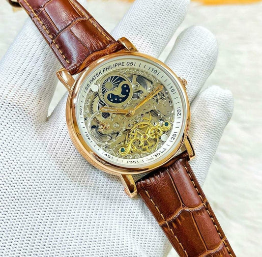 Branded Patek Philippe Automatic Leather Belt  Men's Watch