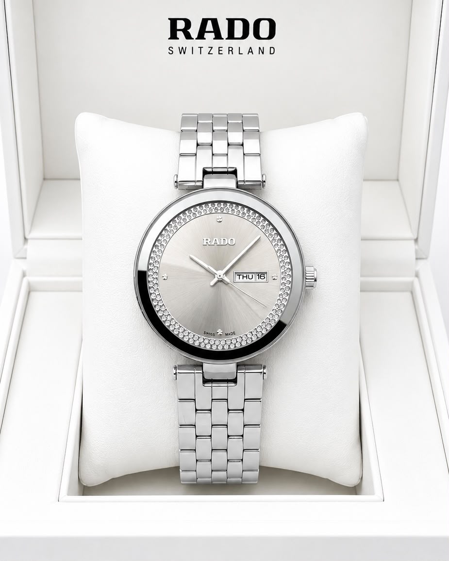 Rado Floral Silver Dial Stainless Steel Analog Watch