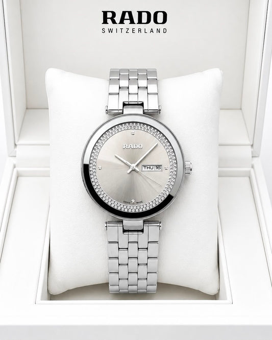 Rado Floral Silver Dial Stainless Steel Analog Watch