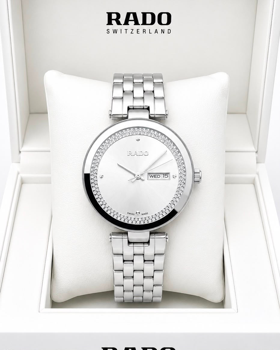 Rado Floral White Dial Silver Stainless Steel Analog Watch
