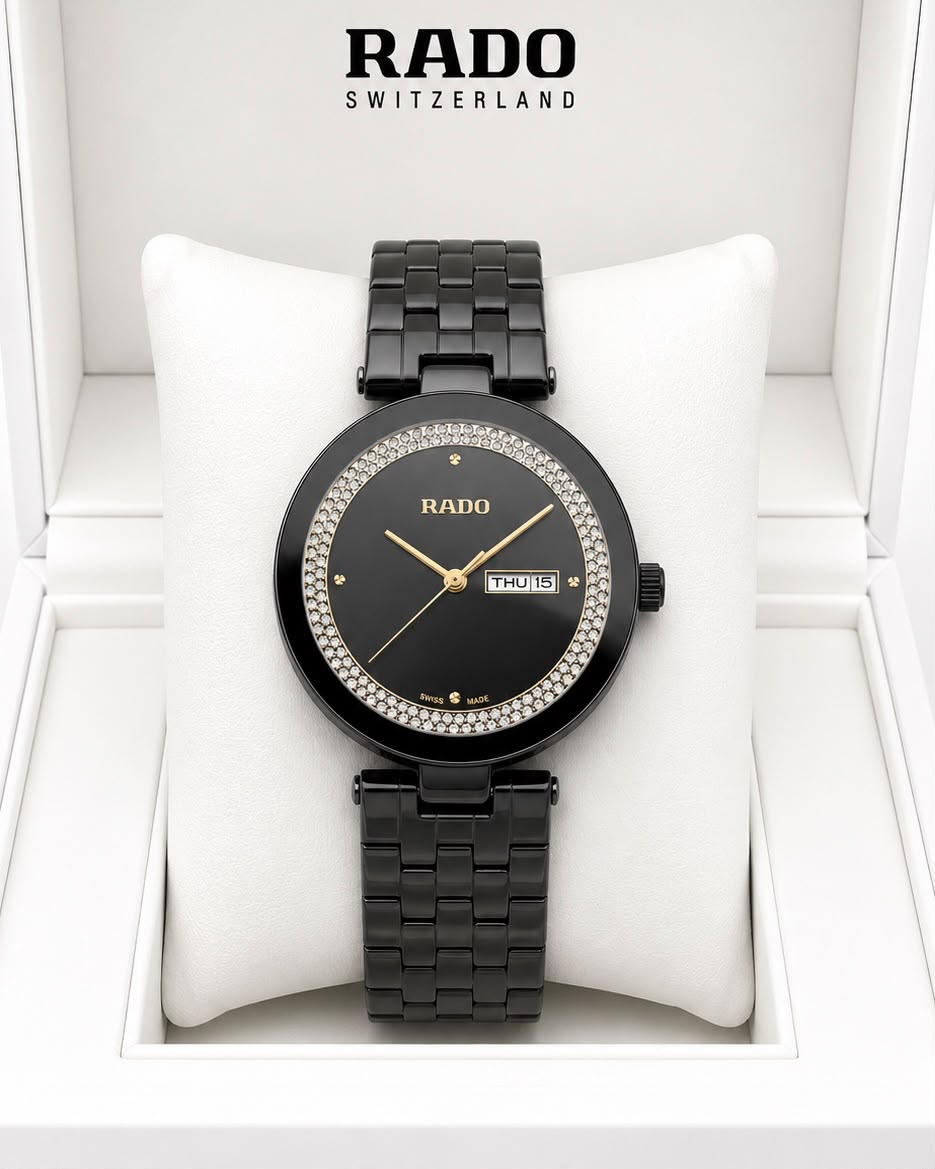 Rado Floral Black Dial Black Stainless Steel Analog Watch