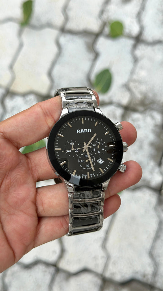 Rado Black Dial Silver-Tone Stainless Steel Analog Watch
