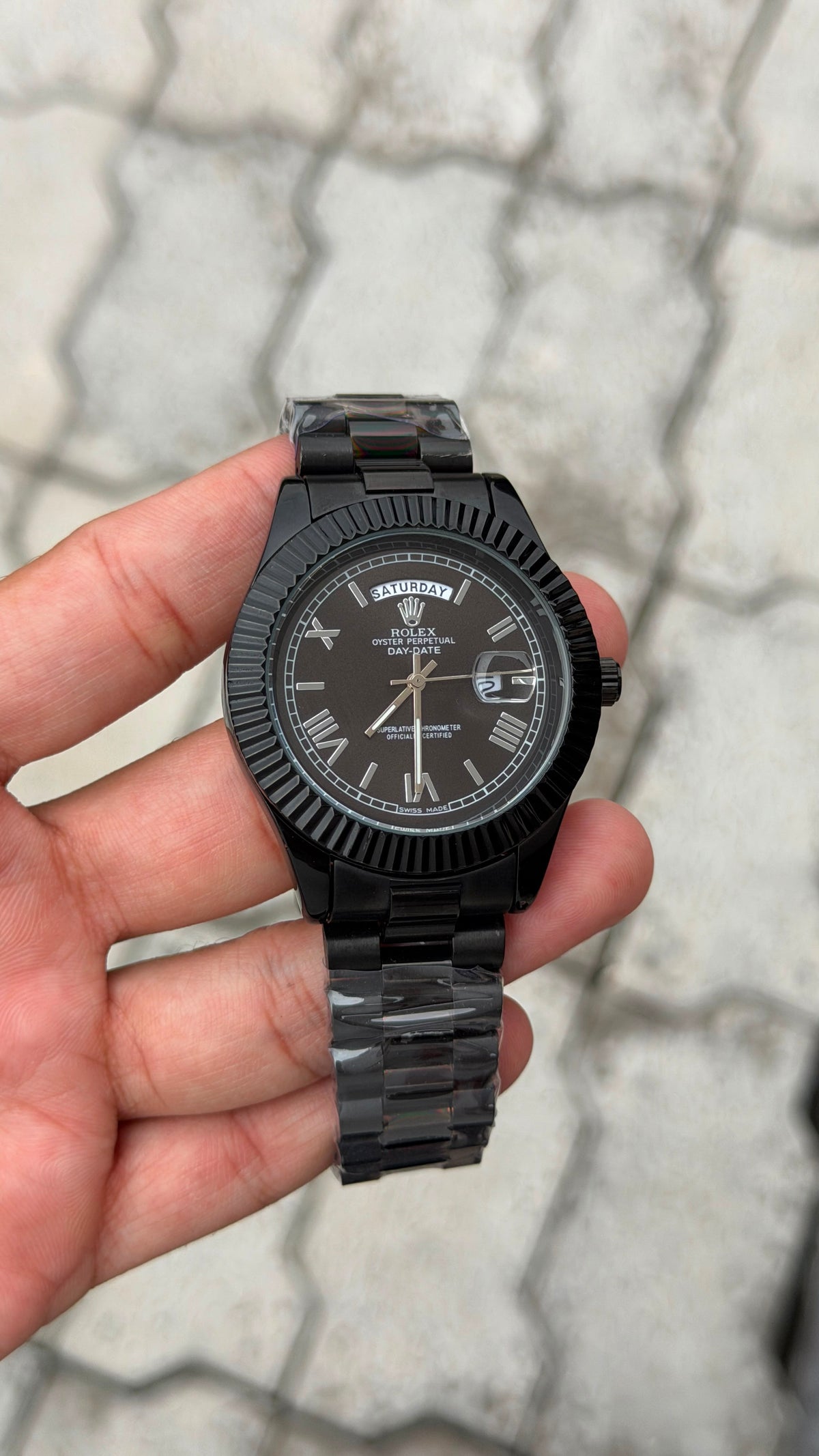 Rolex Day-Date Full Black Roman Numeral Watch