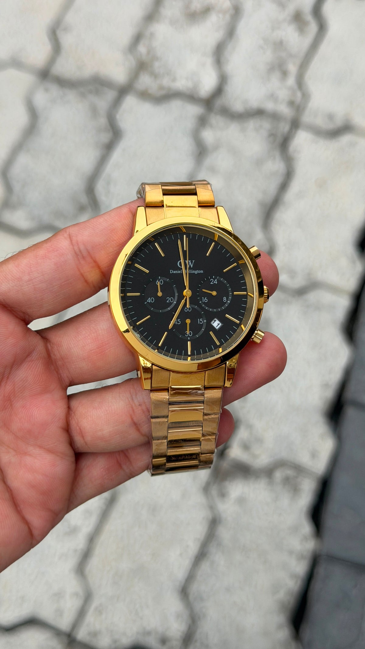Daniel Wellington Chronograph Gold-Tone Black Dial Stainless Steel Watch
