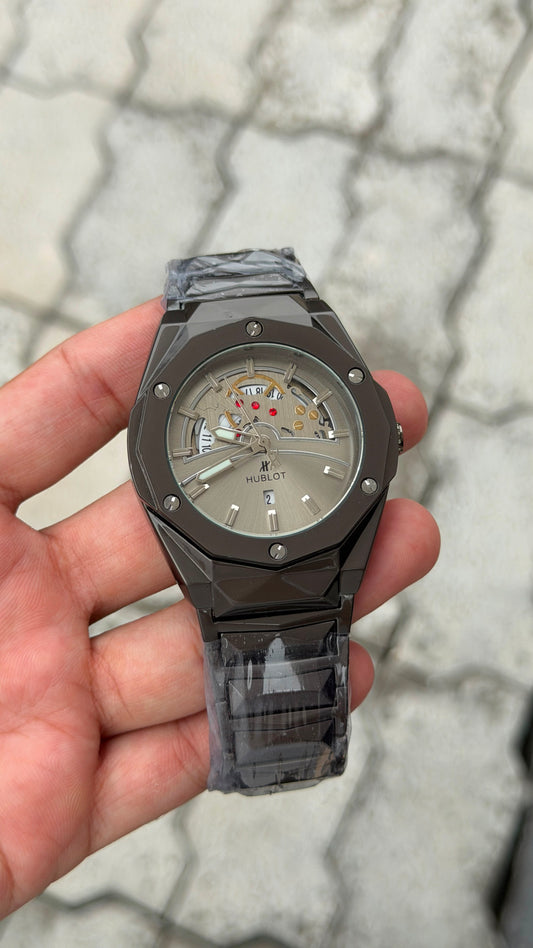 Hublot Big Bang Integrated Black-Tone Grey Skeleton Dial Watch