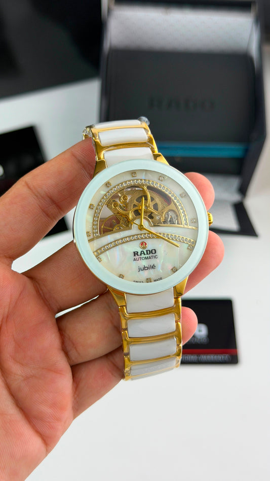 Rado Jubile White Dial Gold & White Bracelet Automatic Watch