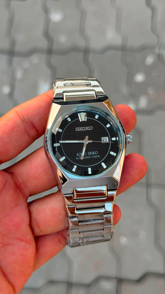 Seiko King Seiko Black Dial Silver Bracelet Watch