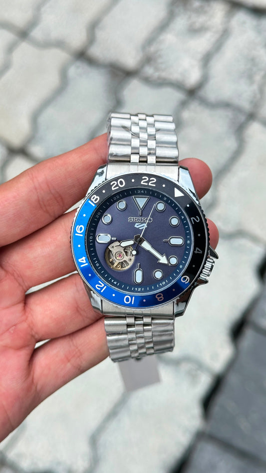 Seiko 5 Sports Blue Dial Blue & Black Bezel Silver Watch