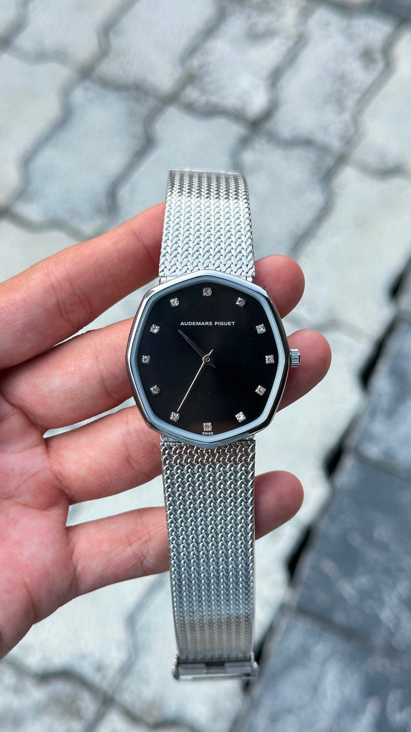 Audemars Piguet Black Dial Silver Bezel Watch