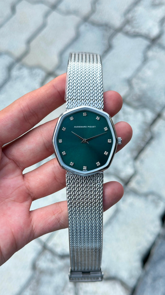 Audemars Piguet Green Dial Silver Bezel Watch