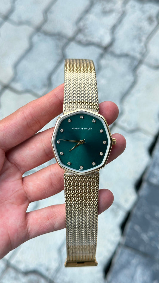 Audemars Piguet Green Dial Gold Bezel Watch