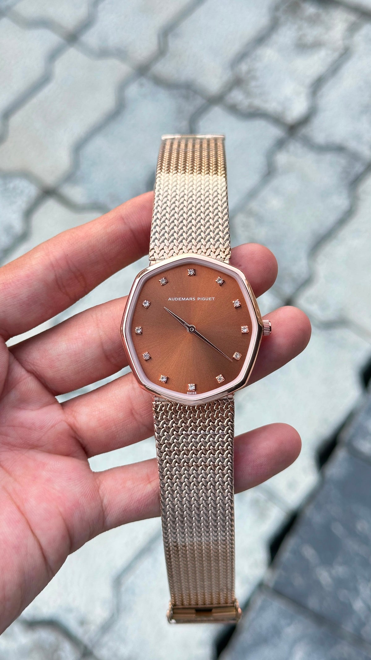 Audemars Piguet Brown Dial Rose Gold Bezel Watch
