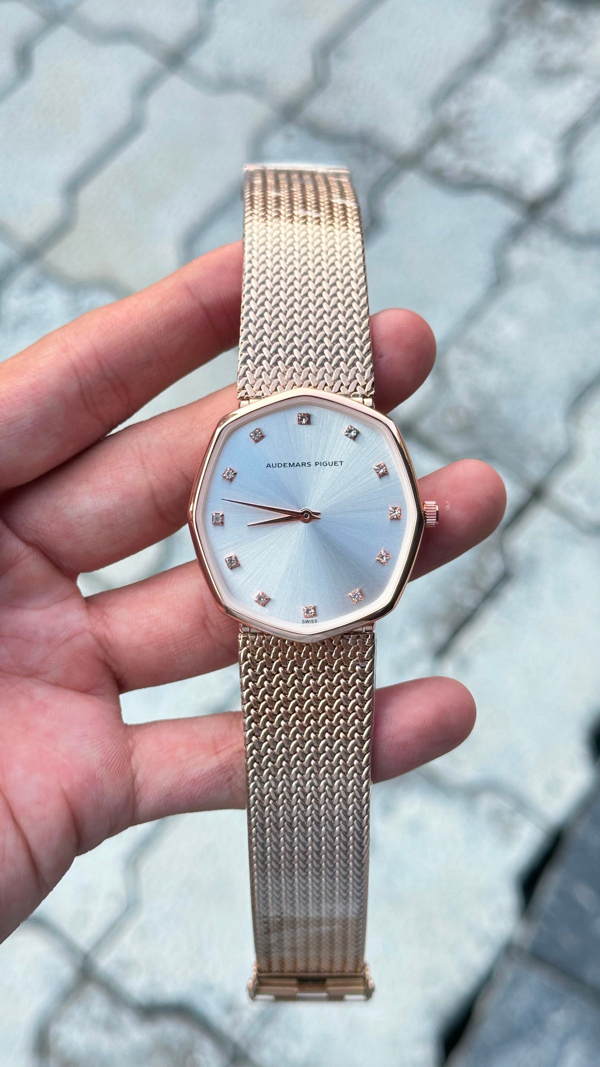 Audemars Piguet White Dial Rose Gold Bezel Watch