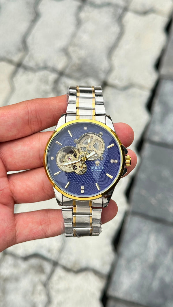 Rolex Blue Dial Gold Bezel Two-Tone Automatic Watch