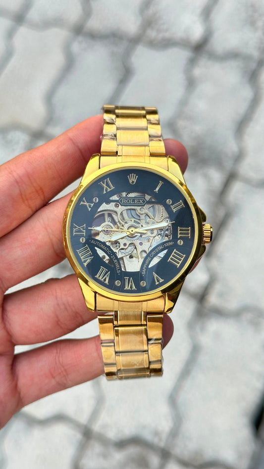Rolex Black Dial Gold Automatic Watch