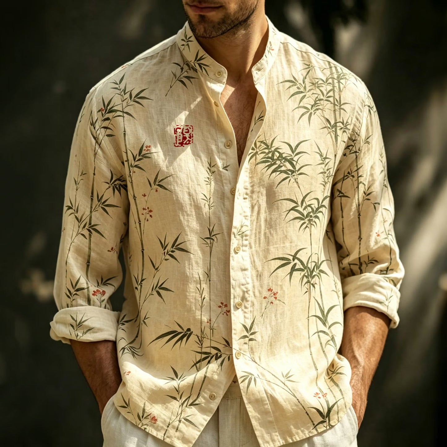 Shop the Men's Japanese Kimono Style Cotton Linen Shirt at Uroba.shop. Featuring crane, dragon, Mount Fuji and wave artwork in a breathable, relaxed-fit design.