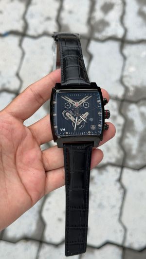 Tag Heuer Monaco Black Leather Watch