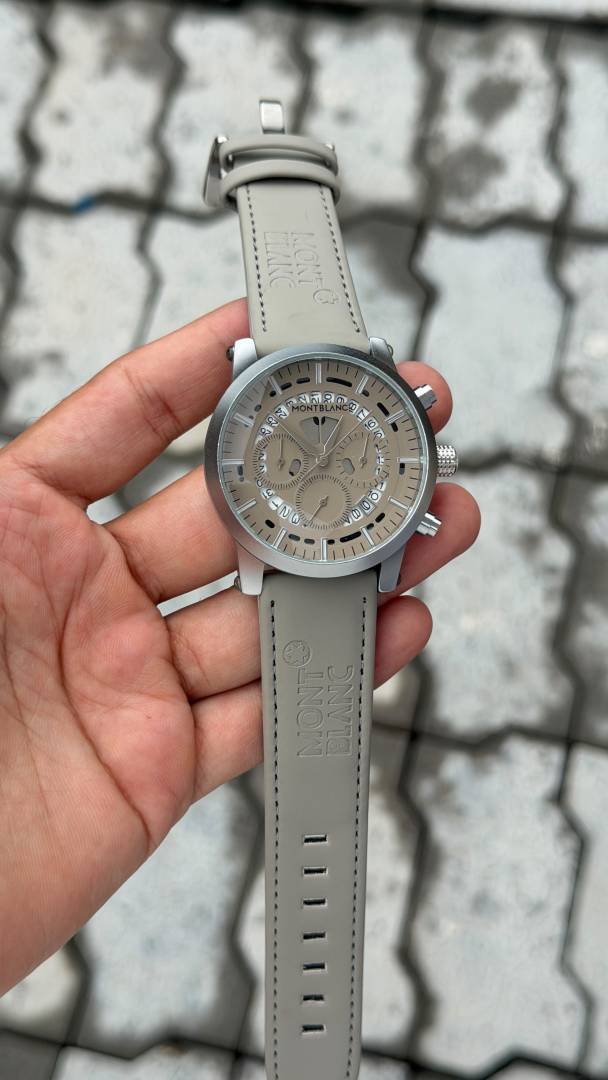 Montblanc TimeWalker Silver White Leather Watch