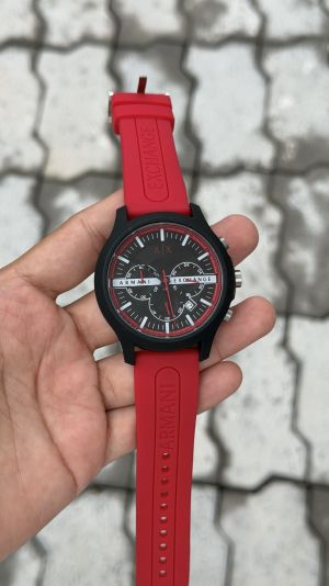 Armani Exchange Chronograph Red Silicone Watch