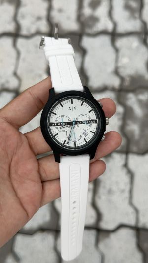 Armani Exchange Chronograph White Black Silicone Watch