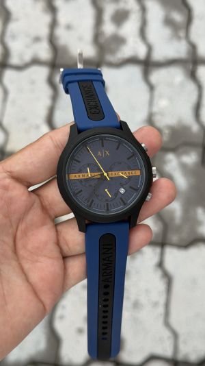 Armani Exchange Chronograph Black Blue Silicone Watch