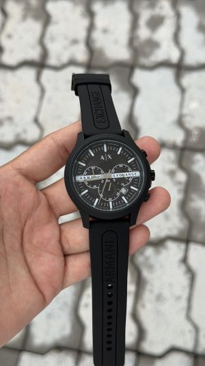 Armani Exchange Chronograph Black Silver Silicone Watch