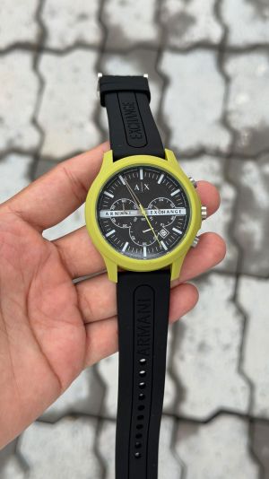 Armani Exchange Chronograph Neon Yellow Black Silicone Watch