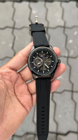 Tommy Hilfiger Skeleton Black Silicone Watch